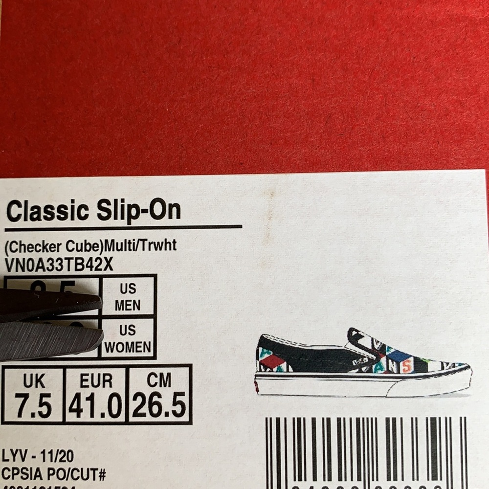 VANS CLASSIC SLIP ON CHECKER CUBE MULTI/TRWHT MENS - Picture 16 of 16
